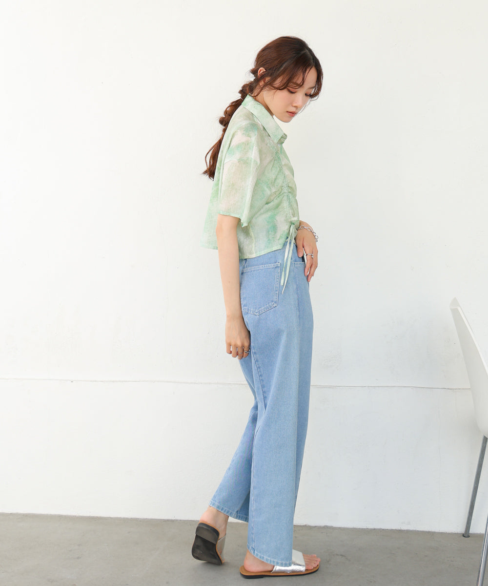 ニュアンスプリントドロストシアーシャツ