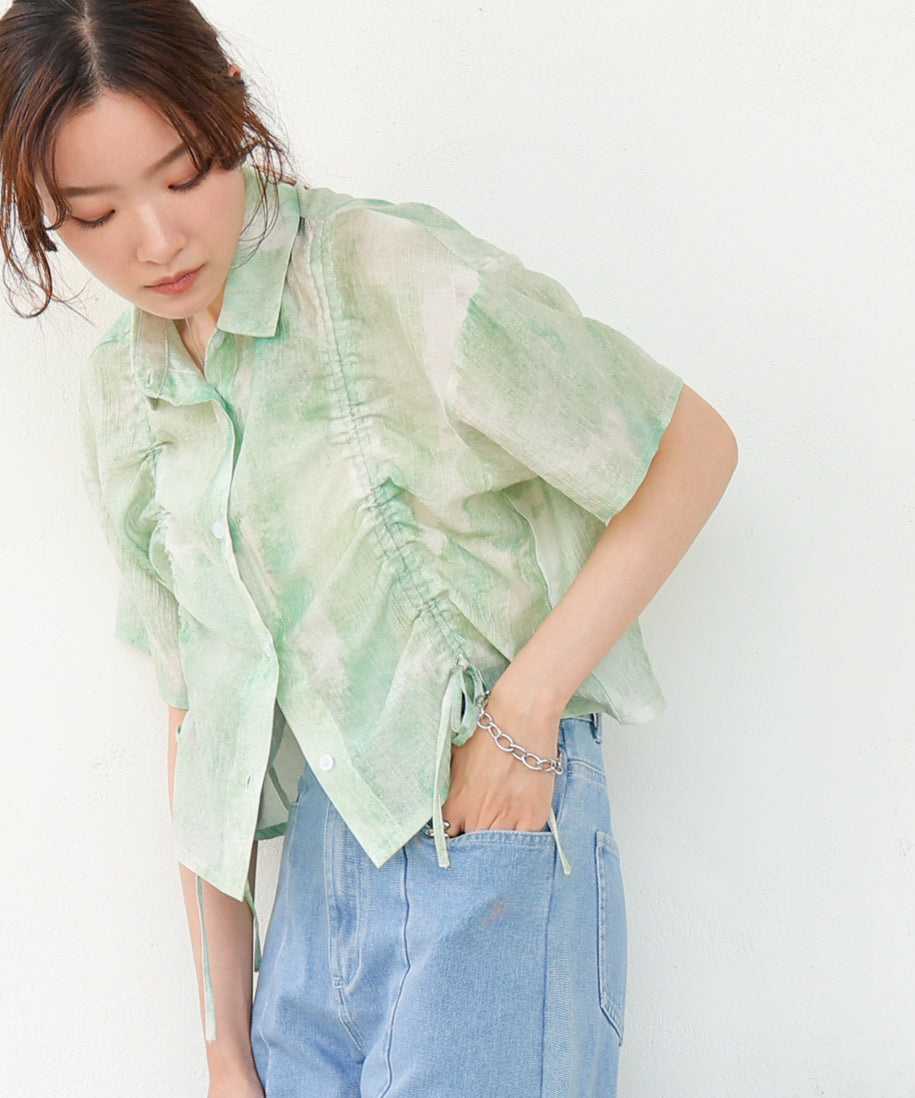 ニュアンスプリントドロストシアーシャツ