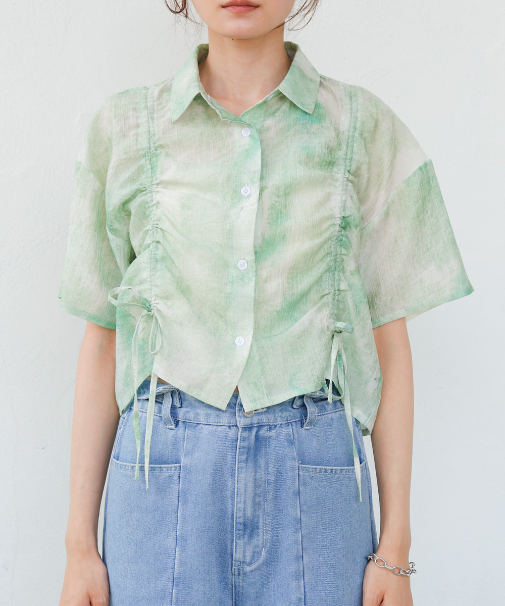 ニュアンスプリントドロストシアーシャツ