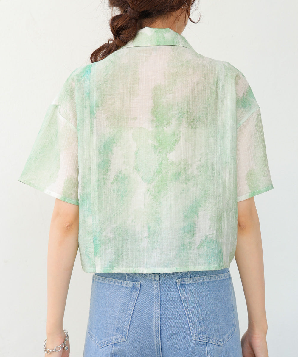 ニュアンスプリントドロストシアーシャツ