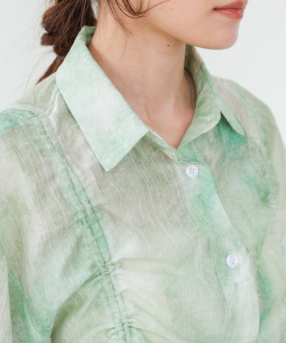 ニュアンスプリントドロストシアーシャツ