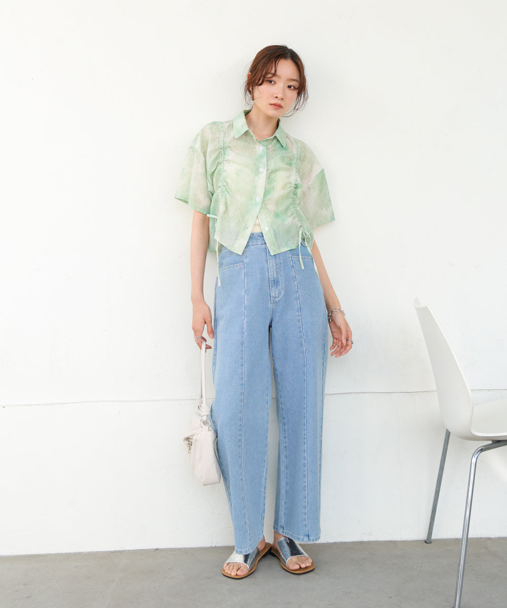 ニュアンスプリントドロストシアーシャツ