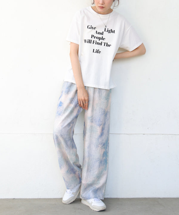 【S・Mサイズ展開】ニュアンスプリントストレートパンツ