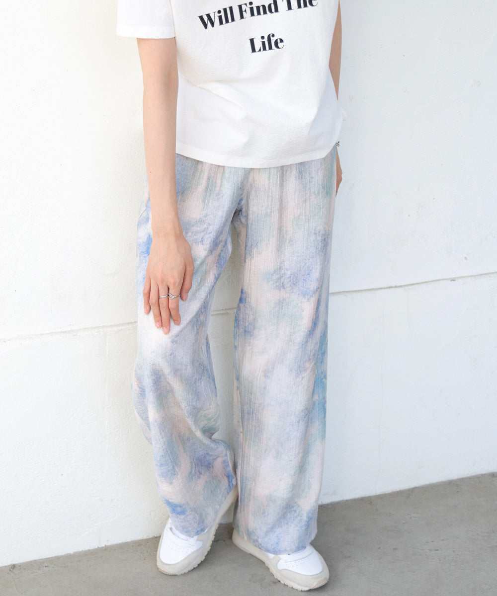 【S・Mサイズ展開】ニュアンスプリントストレートパンツ