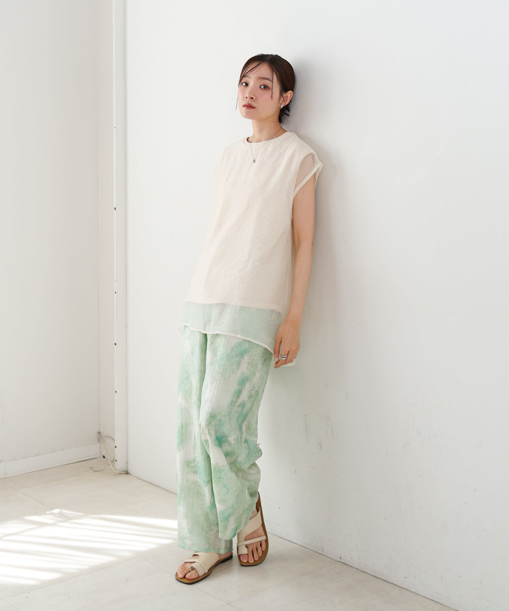 【S・Mサイズ展開】ニュアンスプリントストレートパンツ