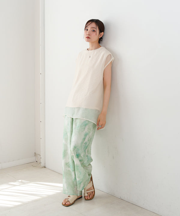 【S・Mサイズ展開】ニュアンスプリントストレートパンツ