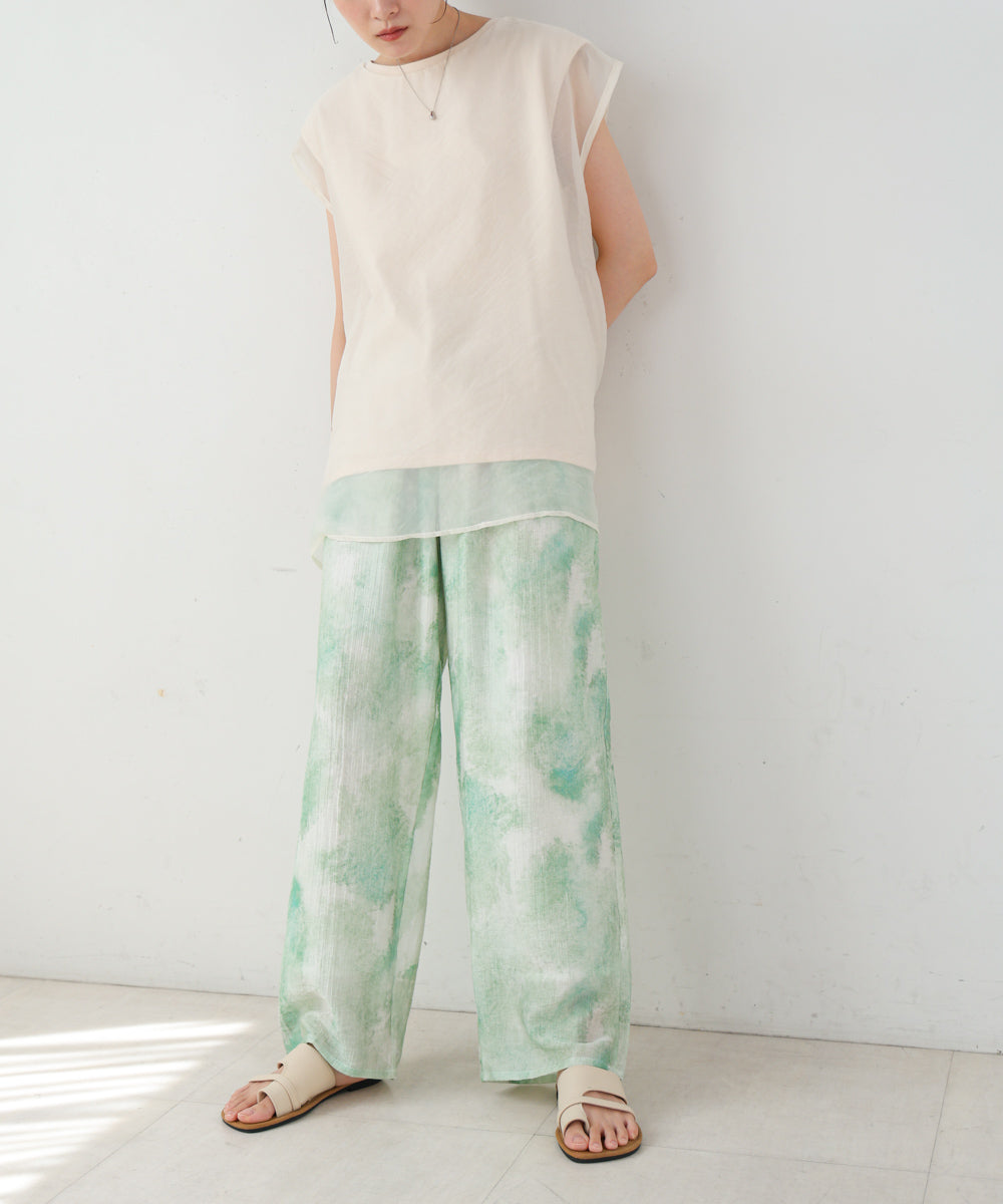 【S・Mサイズ展開】ニュアンスプリントストレートパンツ