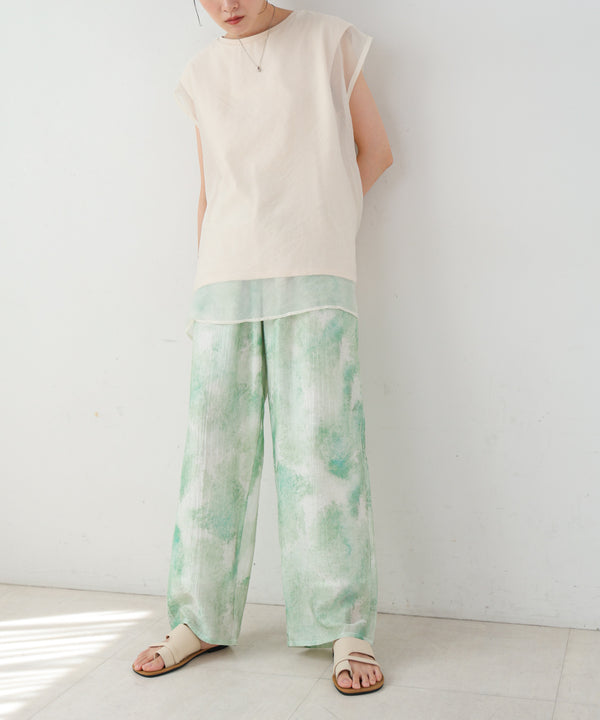 【S・Mサイズ展開】ニュアンスプリントストレートパンツ