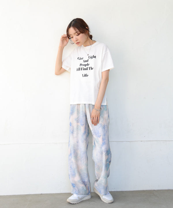 【S・Mサイズ展開】ニュアンスプリントストレートパンツ