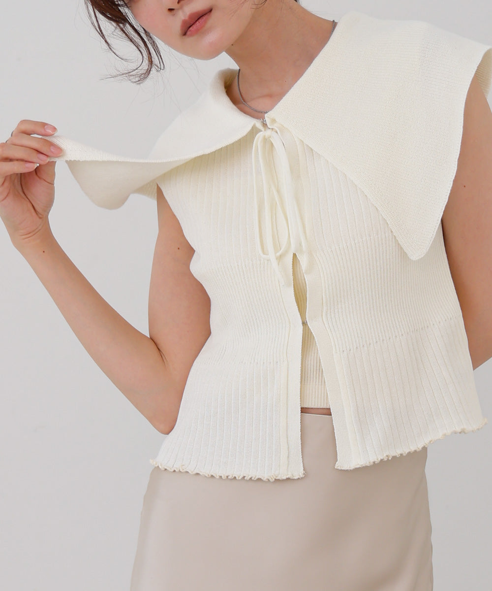 ビッグカラーサマーニットトップス