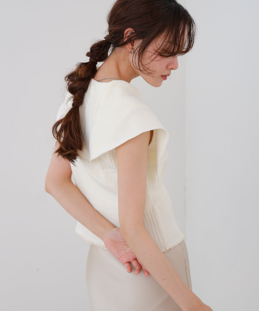 ビッグカラーサマーニットトップス