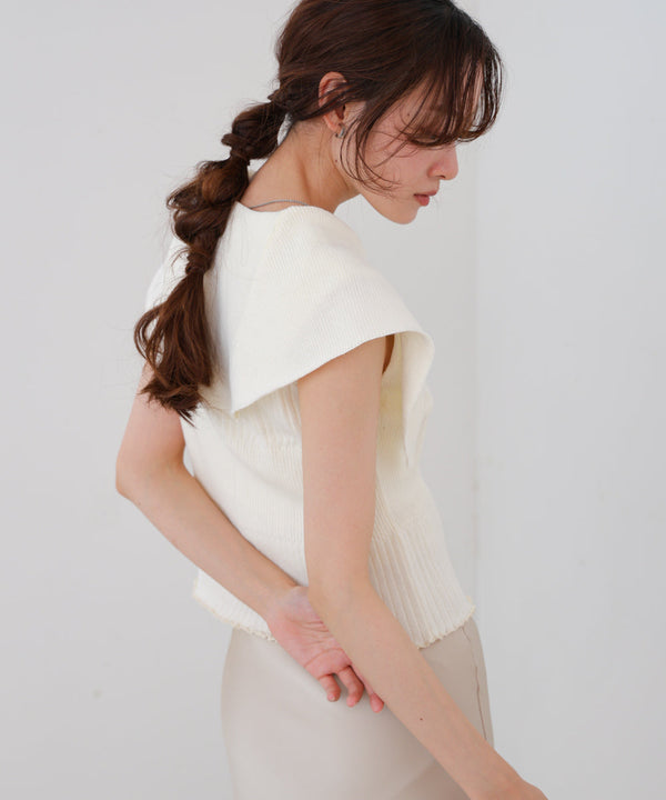 ビッグカラーサマーニットトップス