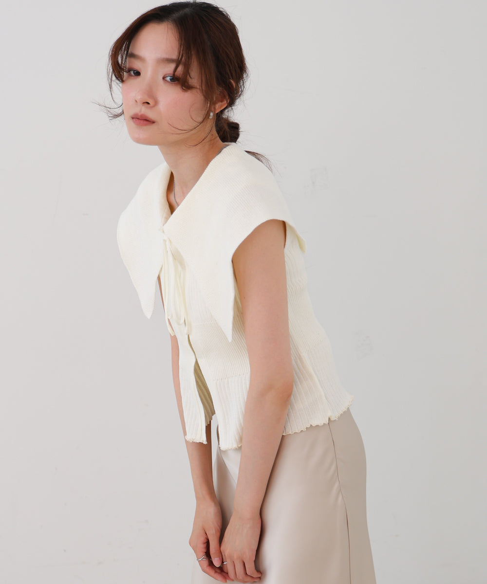 ビッグカラーサマーニットトップス