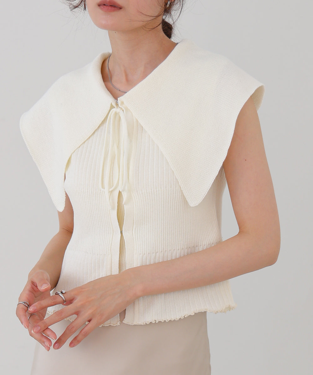 ビッグカラーサマーニットトップス