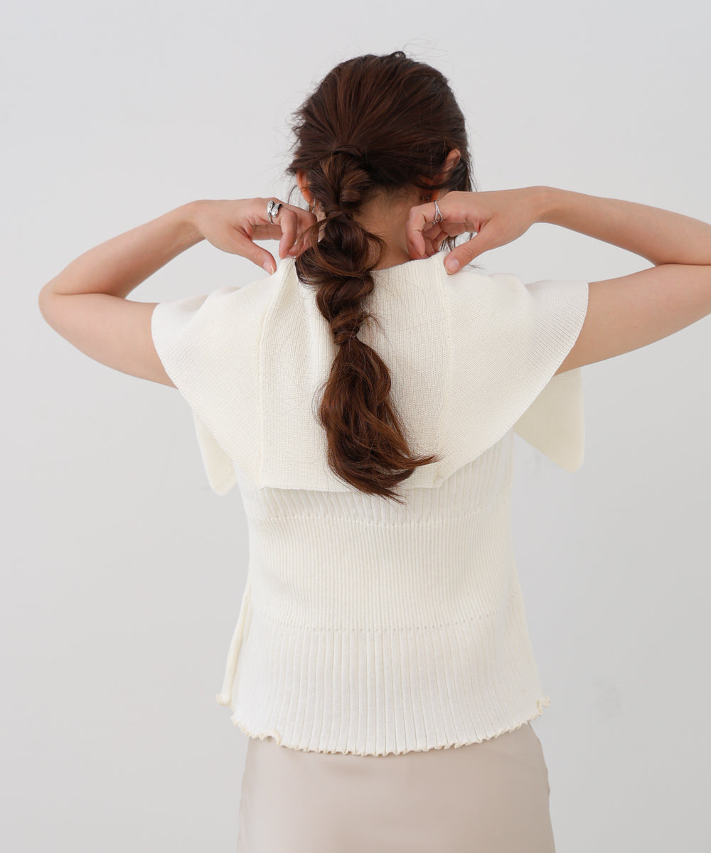 ビッグカラーサマーニットトップス