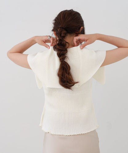 ビッグカラーサマーニットトップス