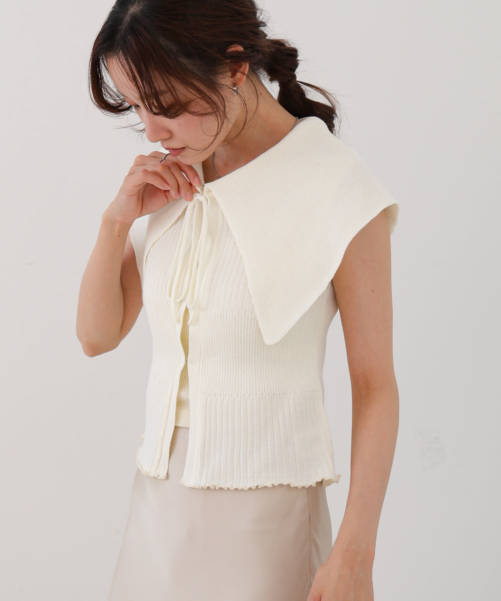 ビッグカラーサマーニットトップス