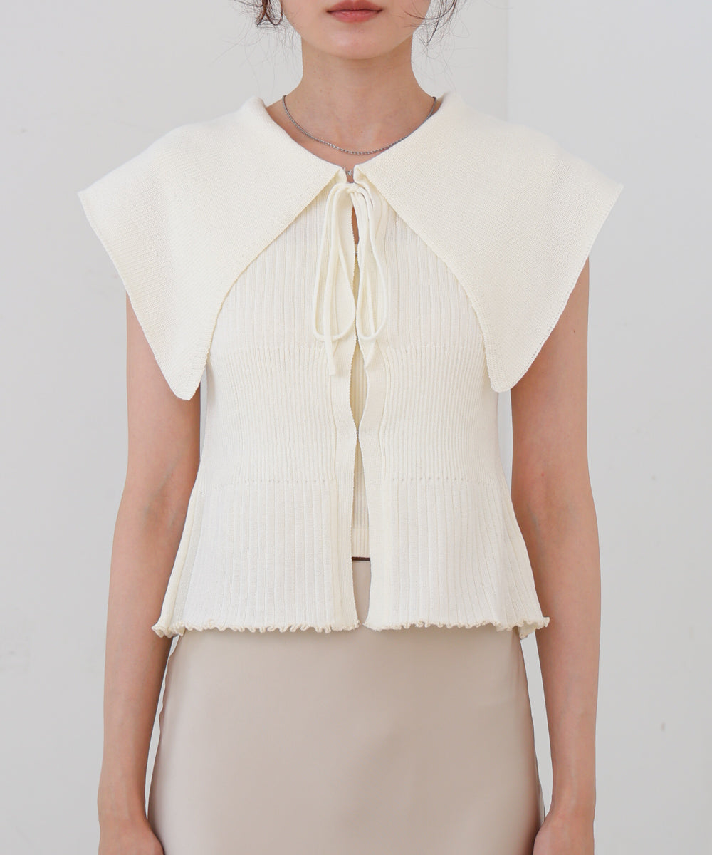 ビッグカラーサマーニットトップス