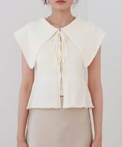 ビッグカラーサマーニットトップス