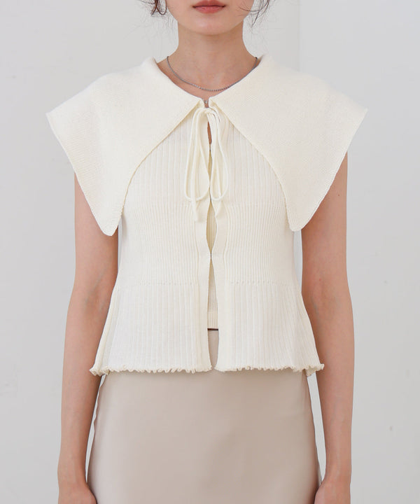 ビッグカラーサマーニットトップス