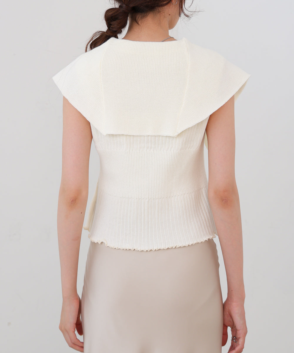 ビッグカラーサマーニットトップス