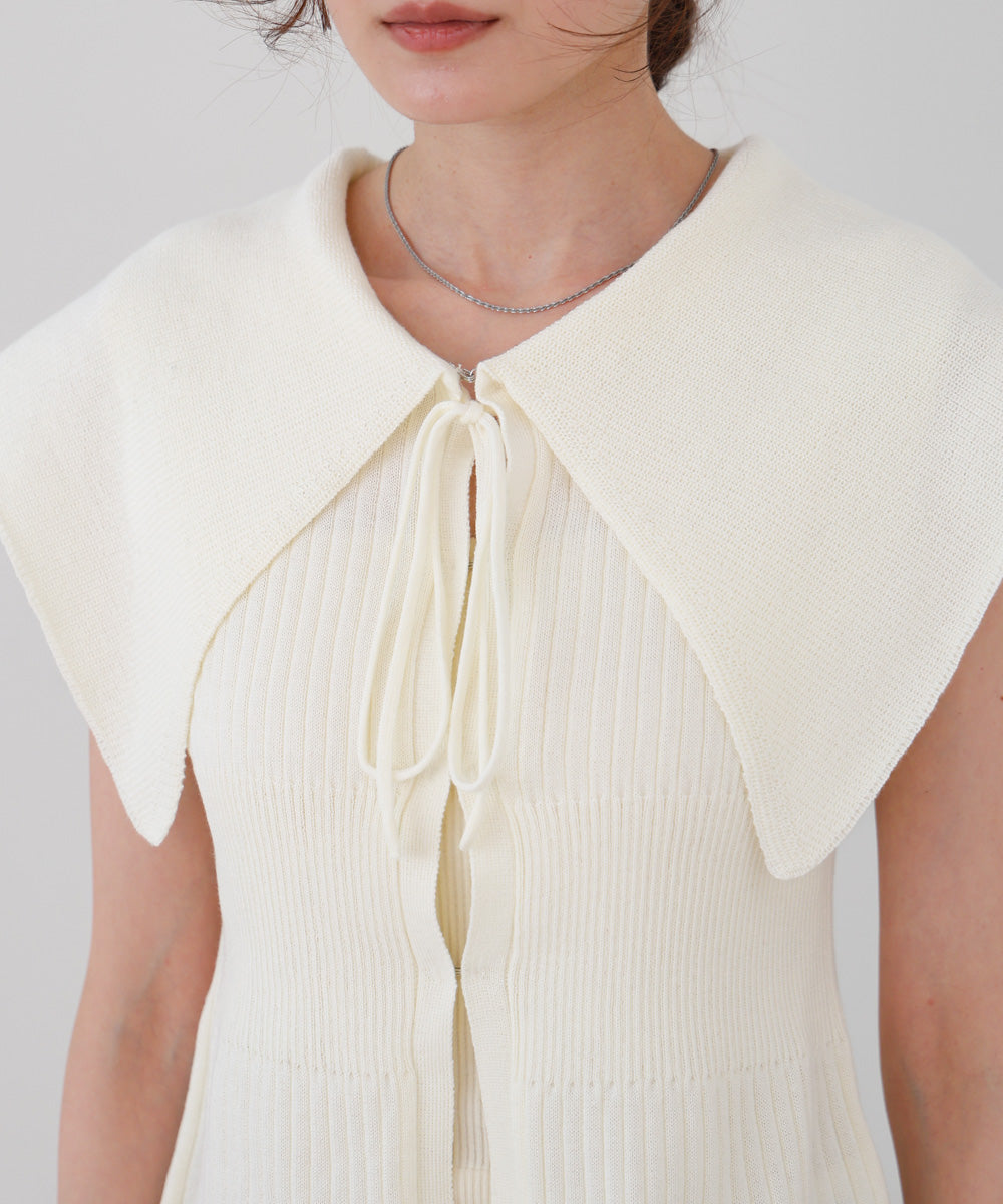 ビッグカラーサマーニットトップス