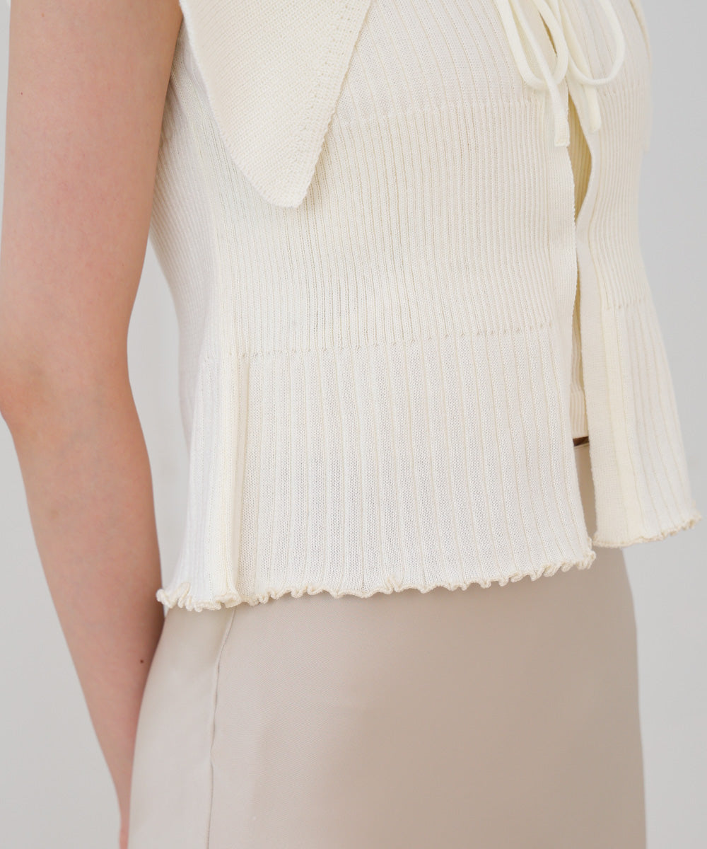 ビッグカラーサマーニットトップス