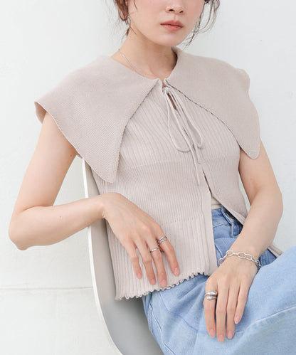 ビッグカラーサマーニットトップス