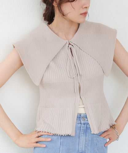 ビッグカラーサマーニットトップス