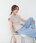 ビッグカラーサマーニットトップス