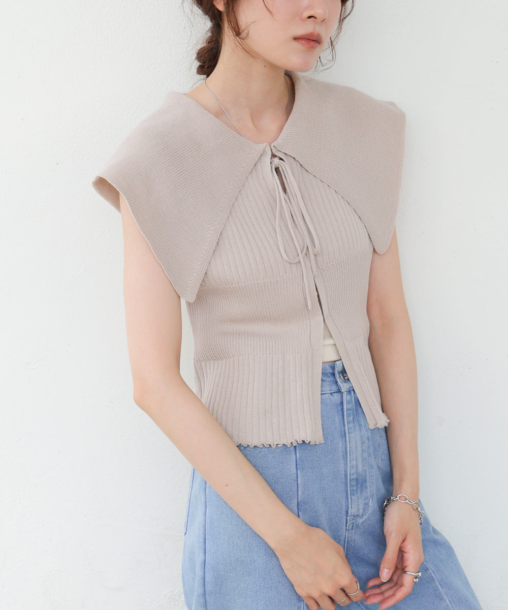 ビッグカラーサマーニットトップス