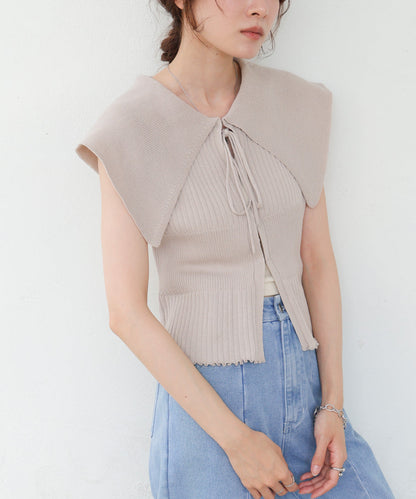 ビッグカラーサマーニットトップス