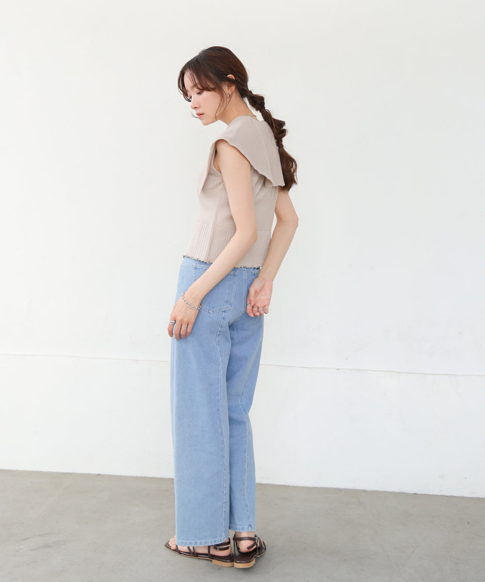 ビッグカラーサマーニットトップス