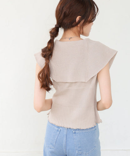 ビッグカラーサマーニットトップス