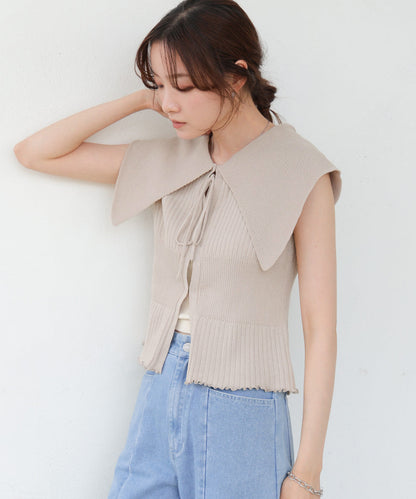 ビッグカラーサマーニットトップス