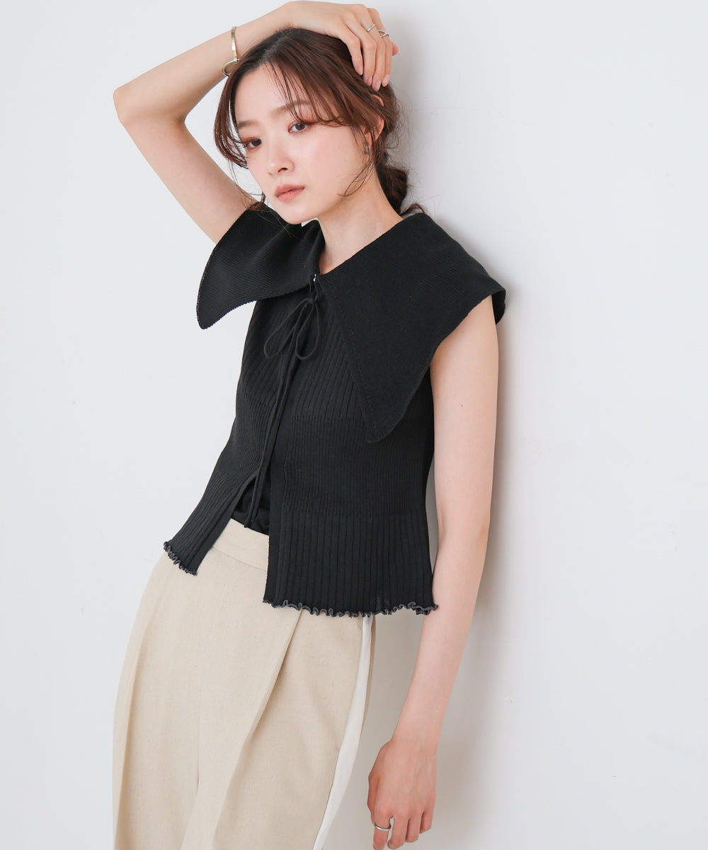 ビッグカラーサマーニットトップス