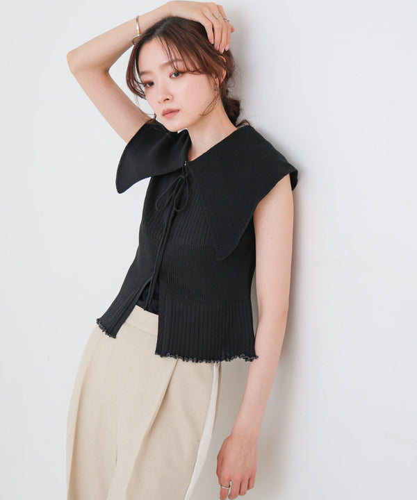 ビッグカラーサマーニットトップス