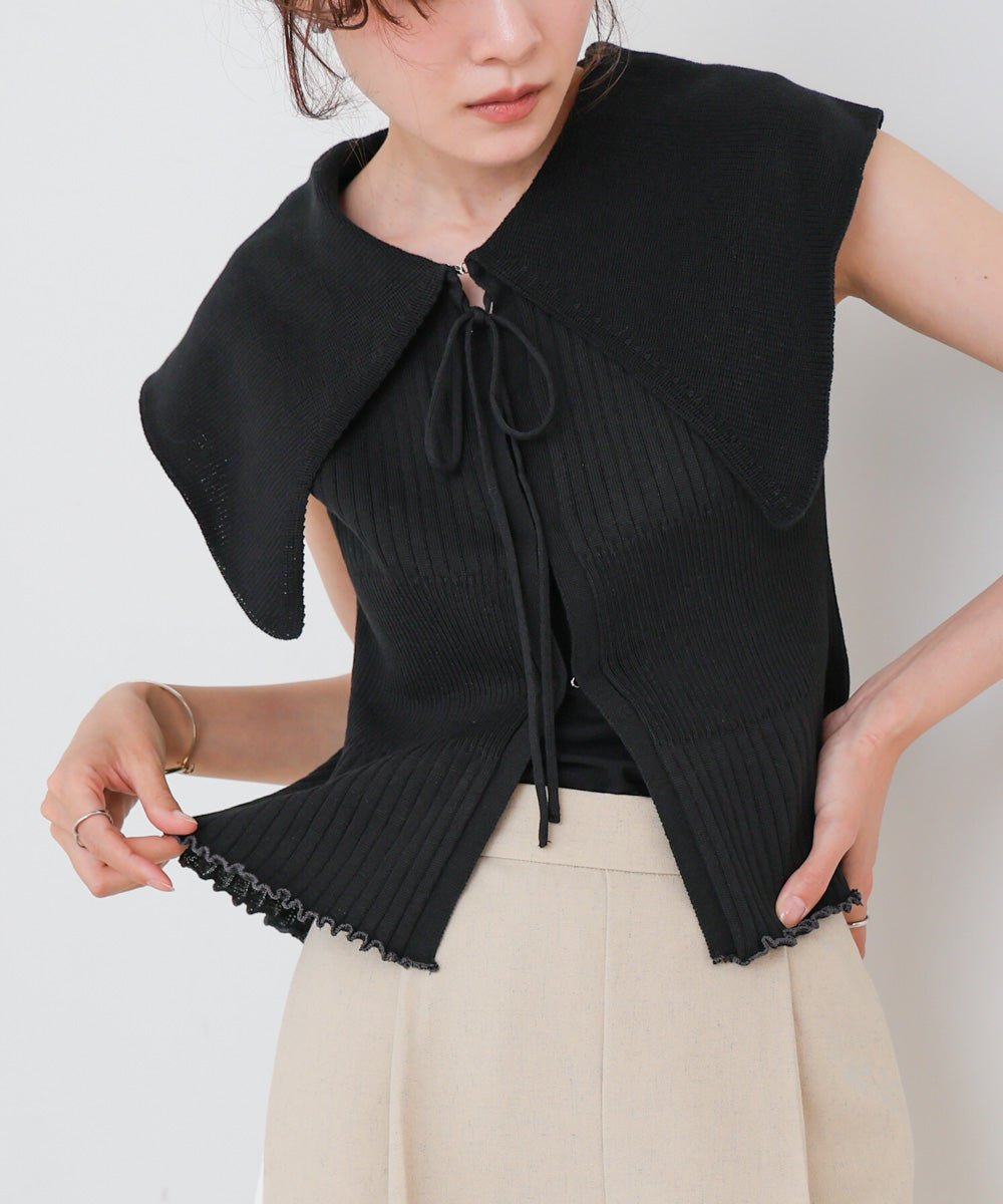 ビッグカラーサマーニットトップス