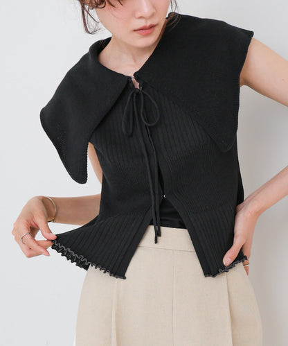 ビッグカラーサマーニットトップス