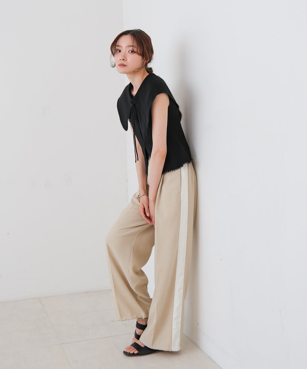 ビッグカラーサマーニットトップス