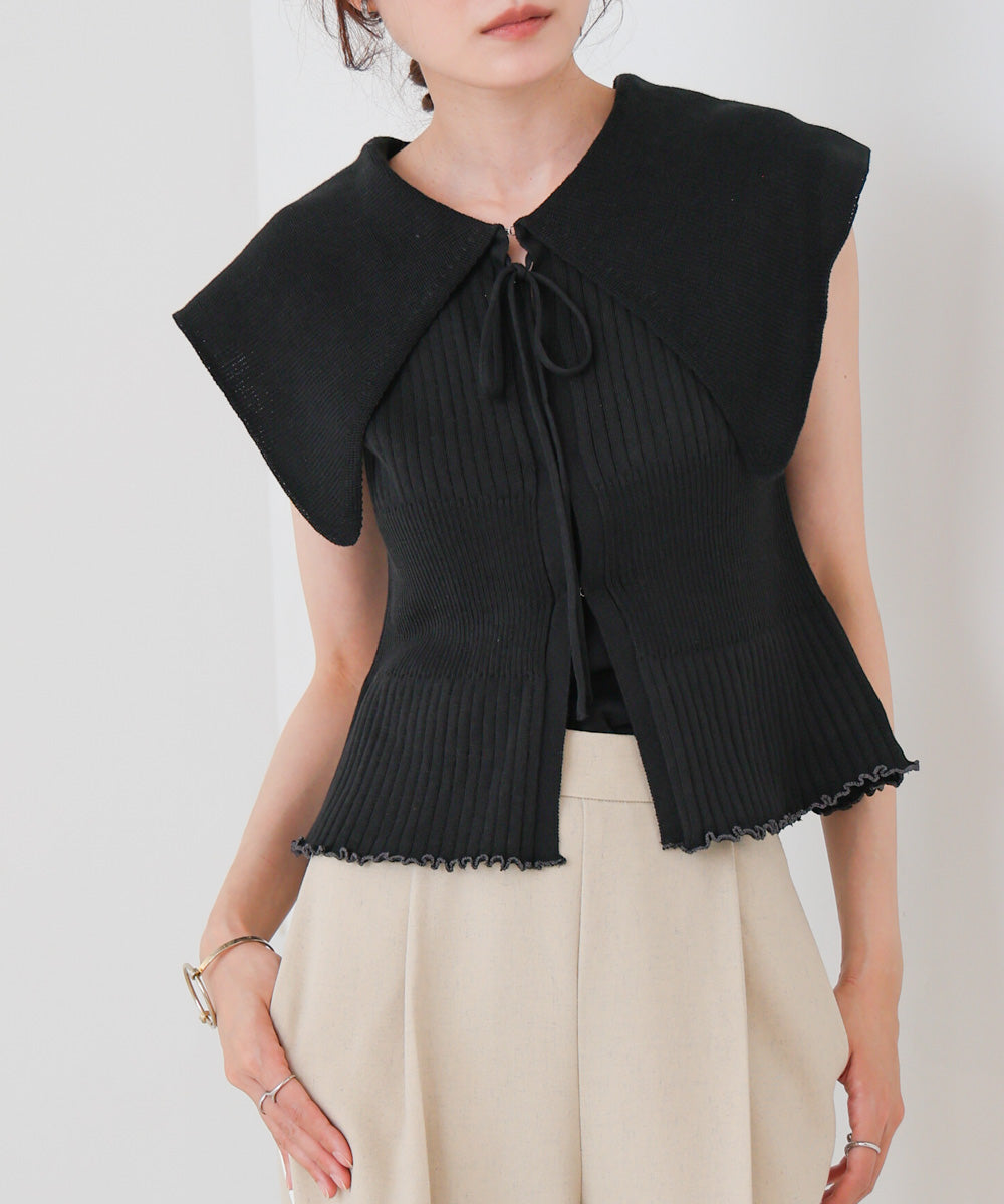 ビッグカラーサマーニットトップス