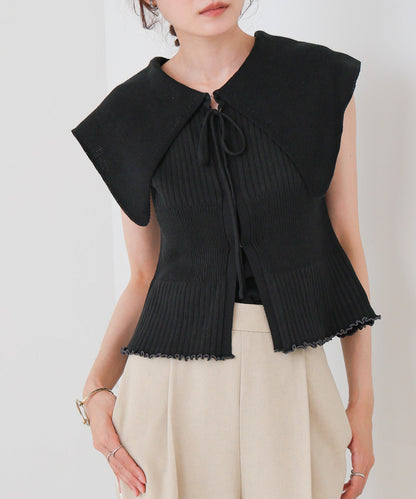 ビッグカラーサマーニットトップス