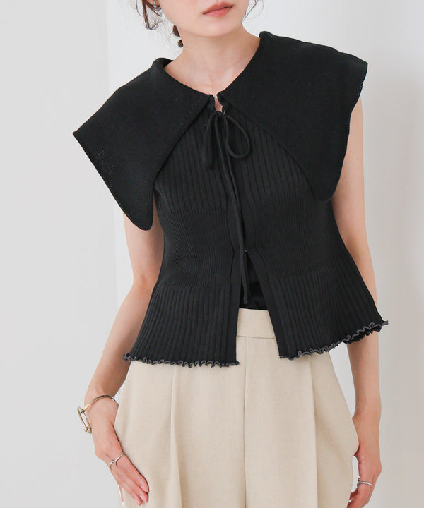 ビッグカラーサマーニットトップス