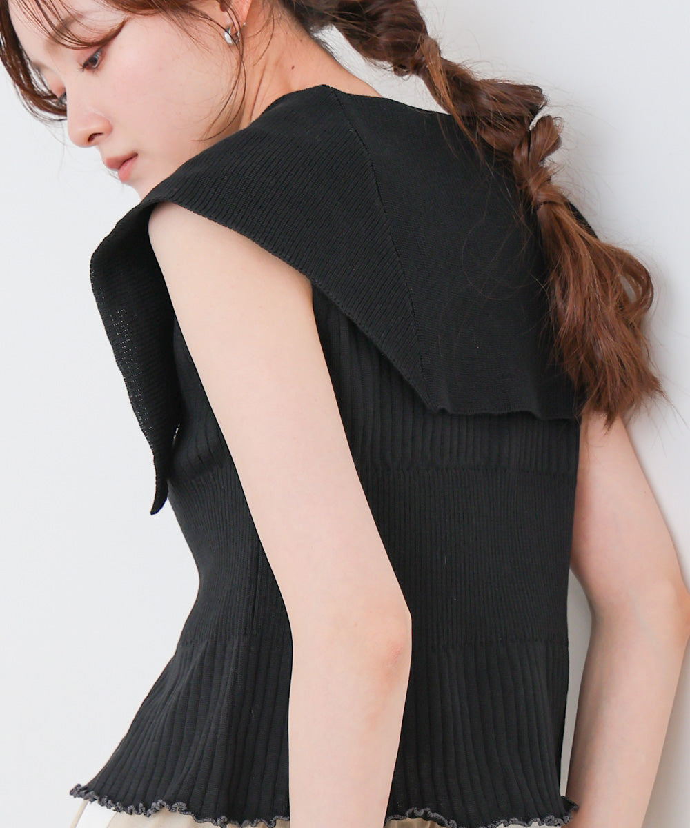 ビッグカラーサマーニットトップス