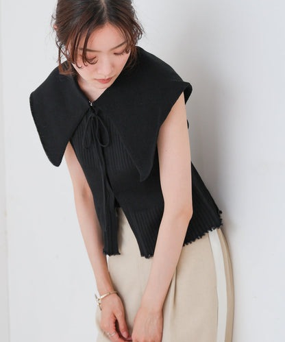 ビッグカラーサマーニットトップス