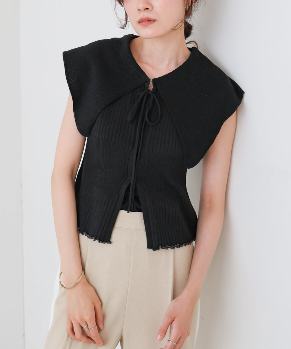 ビッグカラーサマーニットトップス