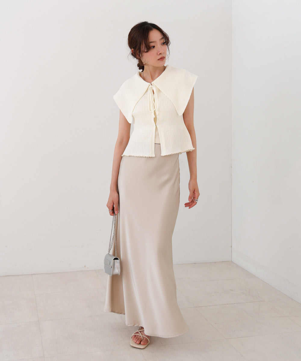 ビッグカラーサマーニットトップス