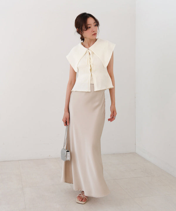 ビッグカラーサマーニットトップス