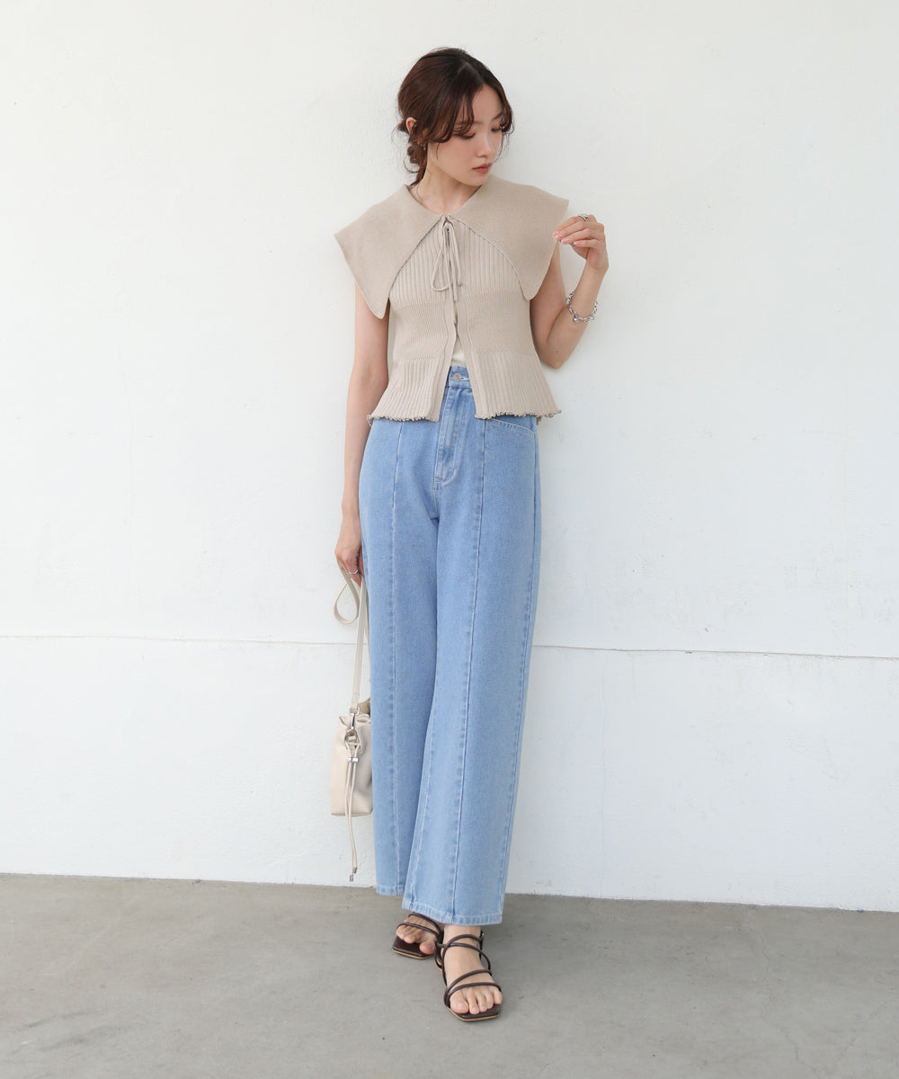 ビッグカラーサマーニットトップス