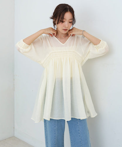 ギャザーミニワンピース